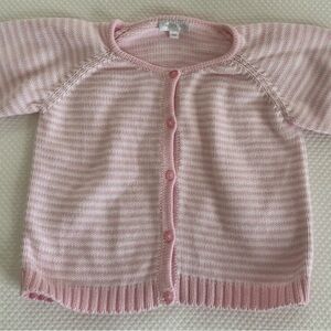Magnolia Baby pink & white striped cardigan 12 - 18 months - never worn